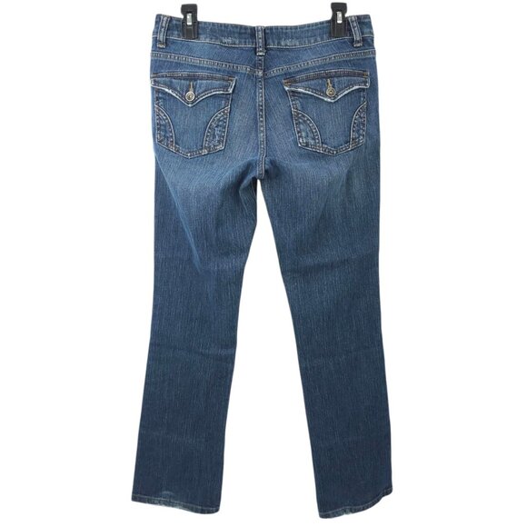 DKNY Jeans Boot Cut Womens Size 10 Mid Rise Medium Wash Denim Flap Pockets - Picture 2 of 15